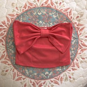 LA Hearts Bow Crop Tube Top Bandeau sz S